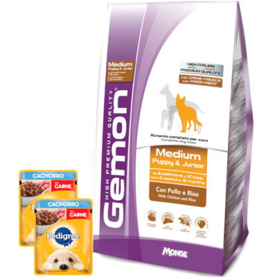 2Gemon Medium Puppy Junior con Pollo y Arroz 2 Pate